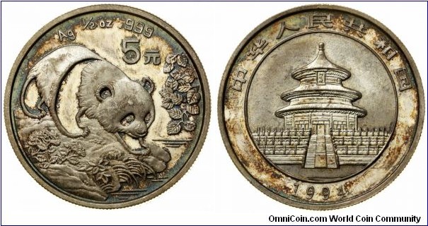 1994 Chinese Silver Panda - toned.