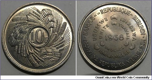 10 Francs (Republic of Burundi / FAO series // Copper-Nickel)