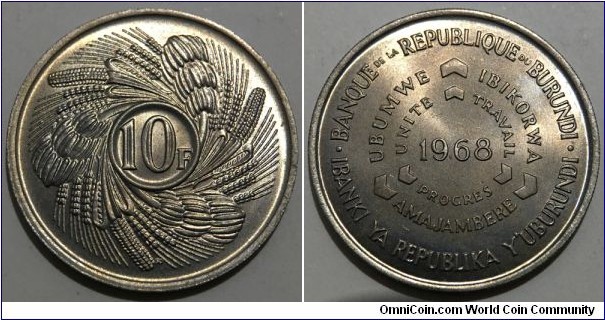 10 Francs (Republic of Burundi / FAO series // Copper-Nickel)