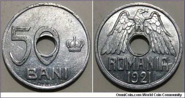 50 Bani (Kingdom of Romania / King Ferdinand I // Aluminium) 