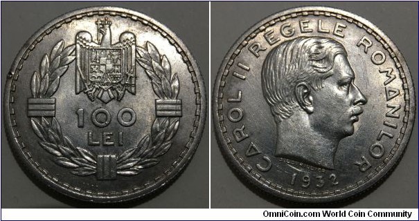 100 Lei (Kingdom of Romania / King Carol II // SILVER 0.500 / 14g / ⌀31mm) 