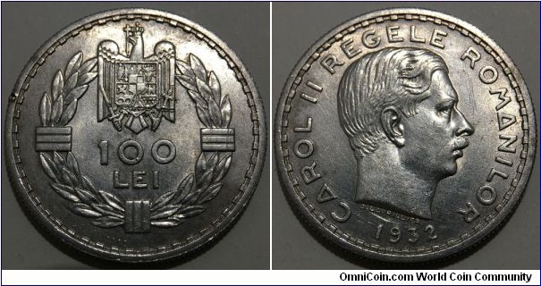 100 Lei (Kingdom of Romania / King Carol II // SILVER 0.500 / 14g / ⌀31mm) 