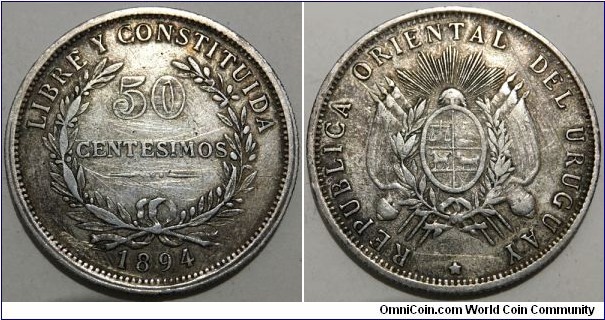 50 Centesimos (Oriental Republic of Uruguay // SILVER 0.900 / 12.5g / ⌀33mm / Mintage: 800.000 pcs) 