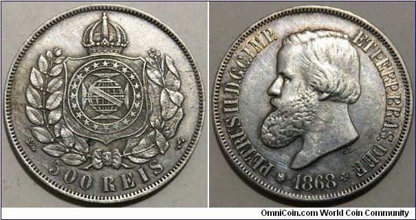 500 Reis (Empire of Brazil / Emperor Dom Pedro II 