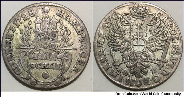 4 Schilling (Holy Roman Empire / Free Hanseatic City of Hamburg // SILVER 2.8g / ⌀24mm / Mintage: 545.000 pcs) 