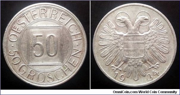 Austria 50 groschen. 1934, So-called 