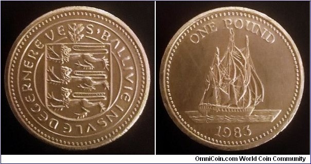 Guernsey 1 pound. 1983, Nickel brass. Mintage: 267.000 pcs.