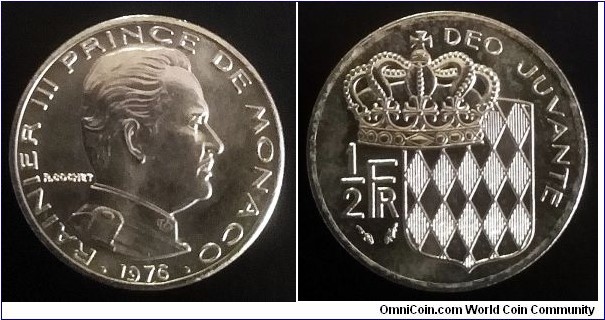 Monaco 1/2 franc. 1976, Mintage: 62.500 pcs.