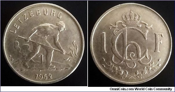 Luxembourg 1 franc. 1952, Second piece in my collection.