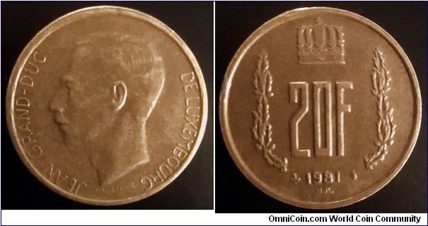 Luxembourg 20 francs. 1981