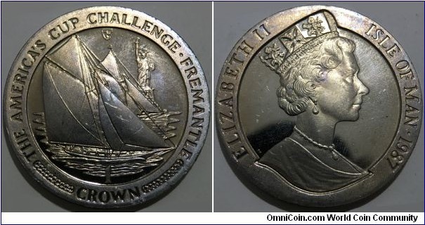 1 Crown (Isle of Man - British Crown Dependency / Queen Elizabeth II / America's Cup Challenge // Copper-Nickel)