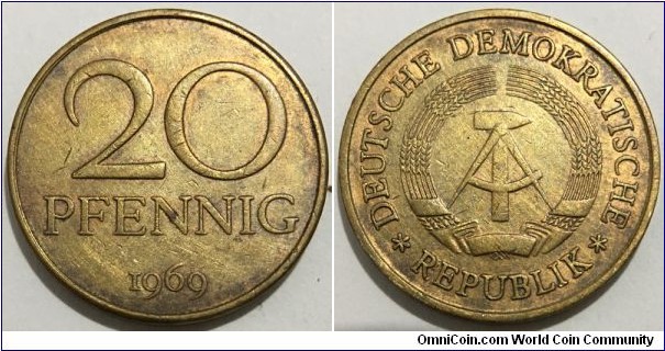 20 Pfennig (East Germany - Democratic Republic // Brass 5.4g) 