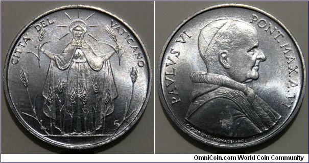 5 Lire (Vatican City State / Pope Paul VI / FAO // Aluminium-Mangnesium / Low Mintage: 100.000 pcs) 