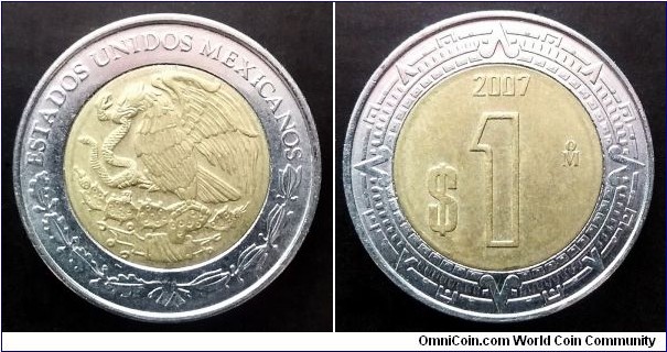 Mexico 1 peso. 2007