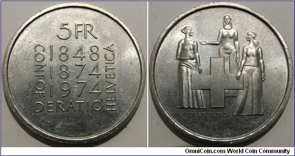 5 Franken (Swiss Confederation / 100th anniversary of the revision of the Constitution // Copper-nickel)