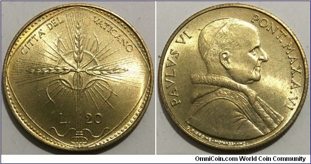 20 Lire (Vatican City State / Pope Paul VI / FAO // Copper-Aluminium-Nickel / Mintage: 105.000 pcs)