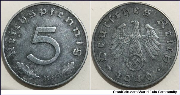 5 Reichspfennig (Third Reich // Zinc 2.5g) 