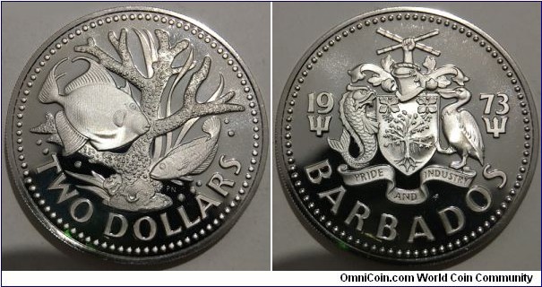 2 Dollars (Commonwealth - State of Barbados / Queen Elizabeth II // Copper-Nickel / Low Mintage: 97.000 pcs / PROOF)

