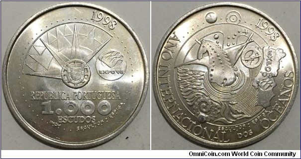 1000 Escudos (3rd Portuguese Republic / International Year of the Oceans Expo // SILVER 0.500 / 27g / ⌀40mm) 