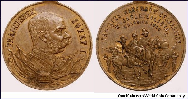 Polish medal commemorating imperial military  maneuvers in Jasło (September 1900)