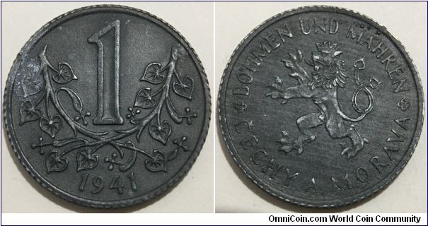 1 Koruna (Protectorate of Bohemia and Moravia // Zinc 4.5g) 
