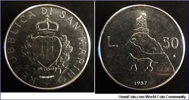 San Marino 50 lire. 1987, 15th Anniversary of the Resumption of Coinage - Domagnano.