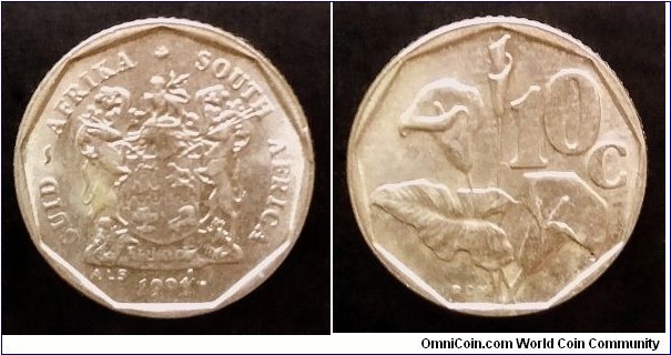 South Africa 10 cents. 1991