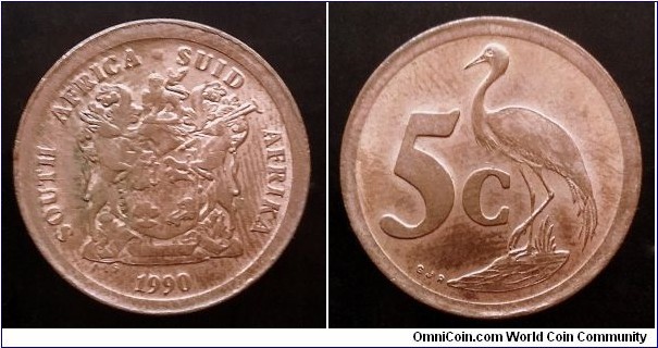 South Africa 5 cents. 1990, Second piece in my collection.