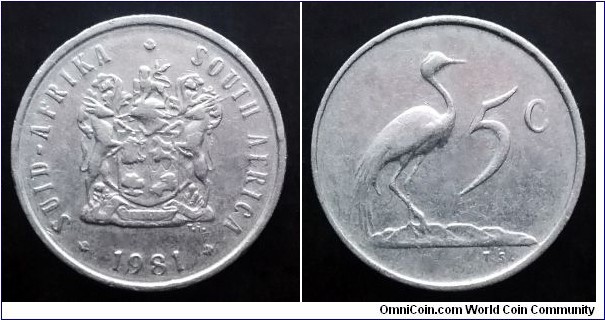 South Africa 5 cents. 1981
