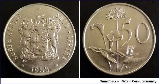 South Africa 50 cents. 1988