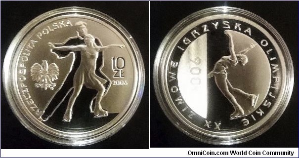 Poland 10 złotych. 2006, XXth Olympic Winter Games - Turin 2006. Ag 925. Weight; 14,14g. Diameter; 32mm. Proof. Mintage: 72.000 pcs.