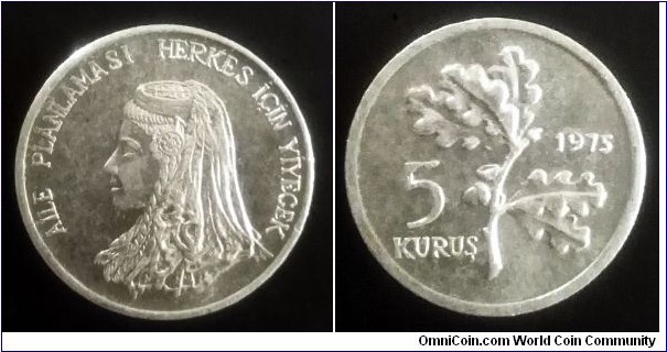 Turkey 5 kurus. 1975, F.A.O. (II)