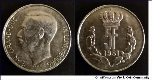 Luxembourg 5 francs. 1981