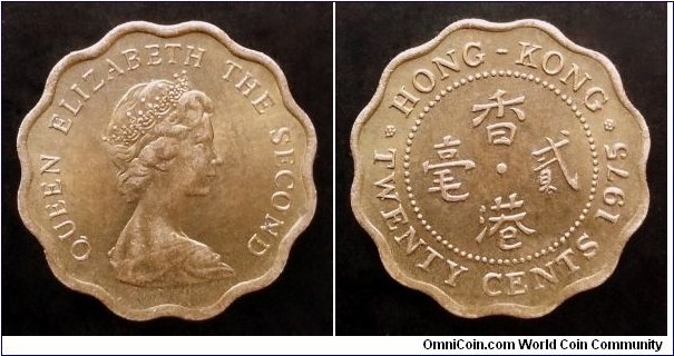 Hong Kong 20 cents. 1975
