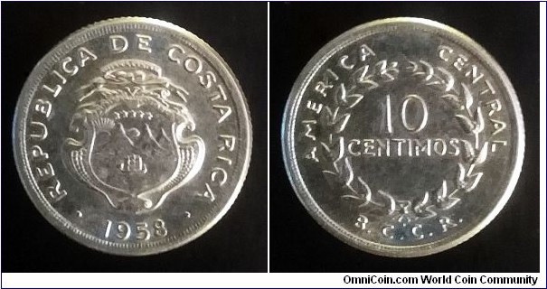Costa Rica 10 centimos. 1958 (III)
