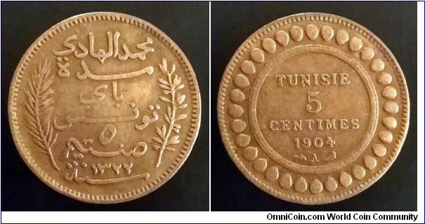Tunisia 5 centimes. 1904, A - Paris mint (Monnaie de Paris)