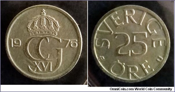 Sweden 25 ore from 1976 from annual coin set.