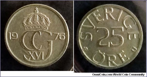 Sweden 25 ore from 1976 from annual coin set.