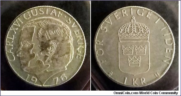 Sweden 1 krona from 1976 annual coin set.