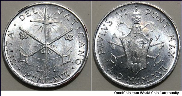 1 Lira (Vatican City State / Pope Paul VI // Aluminium / Low Mintage: 100.000 pcs) 