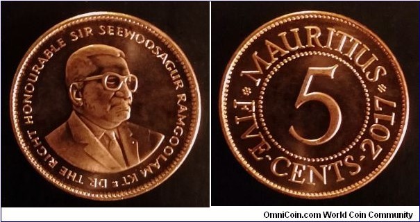 Mauritius 5 cents. 2017