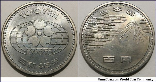 100 Yen (State of Japan / Emperor Showa - Hirohito / Commemorative issue - 1970 Expo, Osaka // Copper-Nickel / Mint Set) 