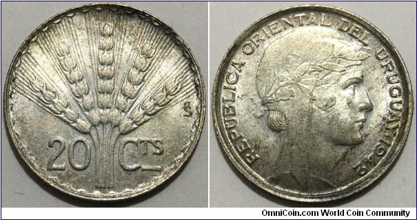 20 Centesimos (Oriental Republic of Uruguay // SILVER 0.720 / 3g / ⌀18.5mm)