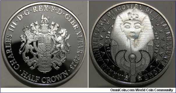 1/2 Crown (Gibraltar - British Overseas Territory / King Charles III / 100th Anniversary of Discovery of Tutankhamun's Tomb // Copper-Nickel / BU)