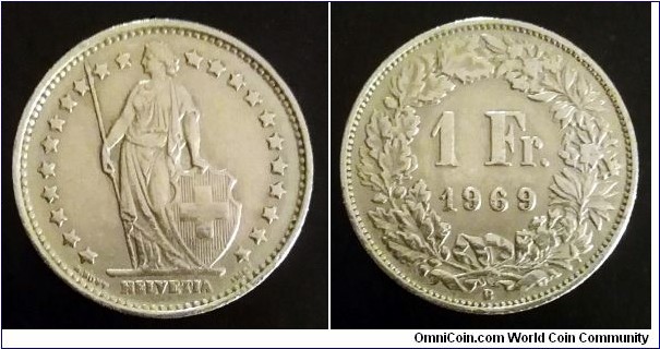 Switzerland 1 franc. 1969 (B)