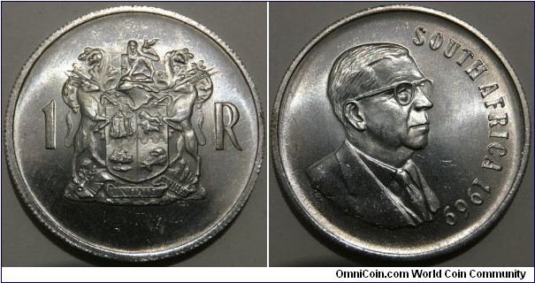 1 Rand (Republic of South Africa / The end of Theophilus Ebenhaezer Donges presidency // SILVER 0.800 / 15g / ⌀32.7mm / Mintage: 506.000 pcs) 