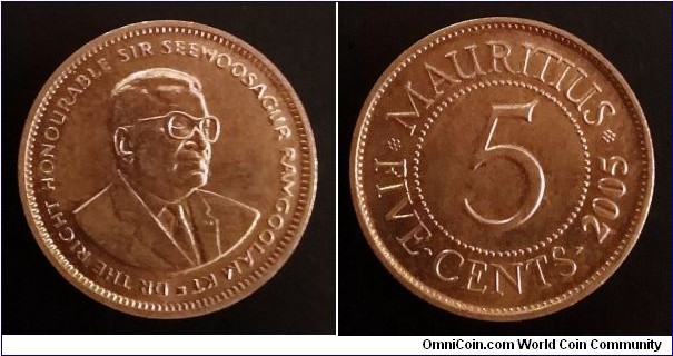 Mauritius 5 cents. 2005