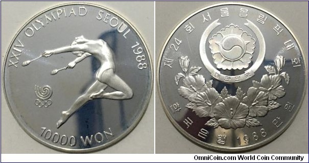 10.000 Won (Republic of Korea / Olympic Games 1988 in Seoul - Gymnast // SILVER 0.925 / 33.62g / ⌀40mm / Mintage: 110.000 pcs / PROOF)