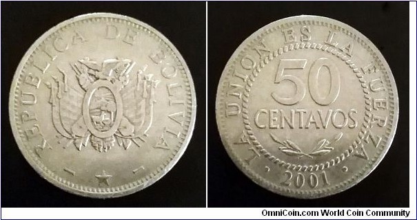 Bolivia 50 centavos. 2001