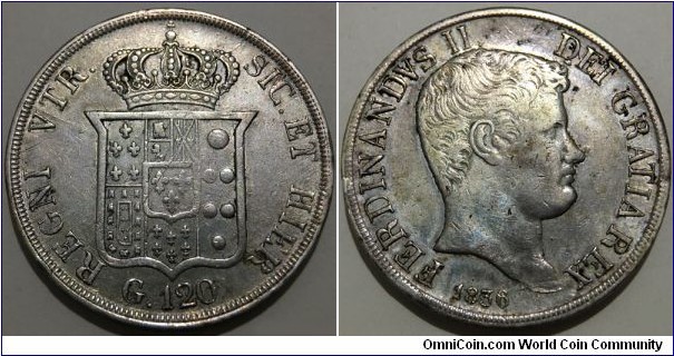 120 Grana (Kingdom of the Two Sicilies / King Ferdinand II // SILVER 0.833 / 27.53g / ⌀37mm)